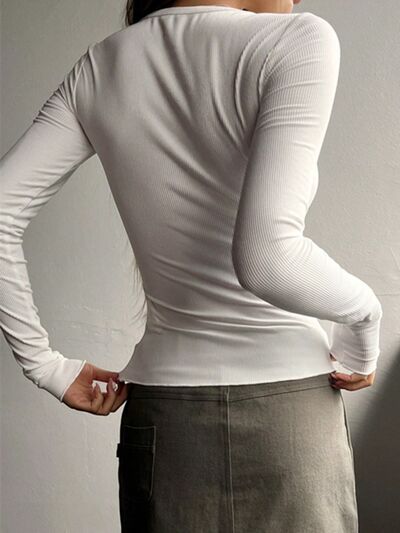 Half Button Long Sleeve T-Shirt